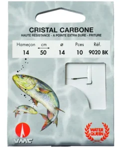 WATER QUEEN 10 Hameçons montés cristal carbone 9020 BK 50 cm