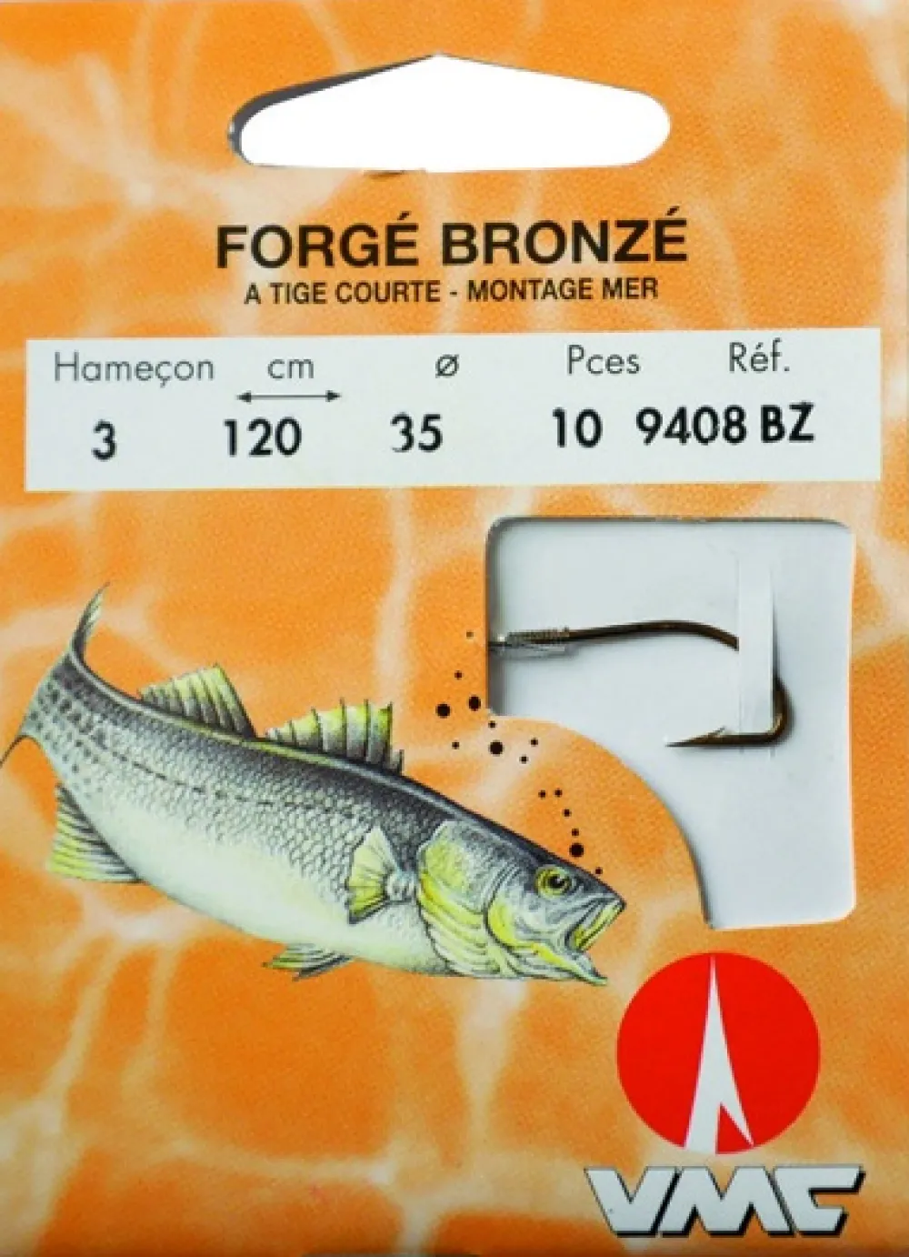 WATER QUEEN 10 Hameçons montés forgé bronzé tige courte 9408 BZ 120 cm