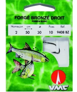 WATER QUEEN 10 Hameçons montés forgé bronzé droit 9408 BZ 50 cm