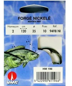 WATER QUEEN Hameçons Surfcasting|Hameçons Carnassier^10 Hameçons Montés Spécial Mer Forgé Nickelé 9408 NI 120 cm