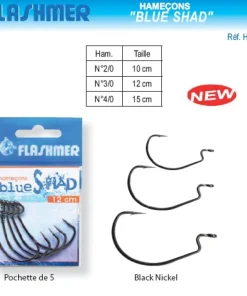 FLASHMER 5 Hameçons pour Blue Shad| Hameçons Carnassier