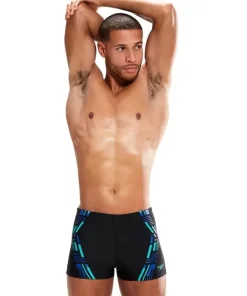 Homme SPEEDO Aquashort Tech Print Black/Fed Red/White