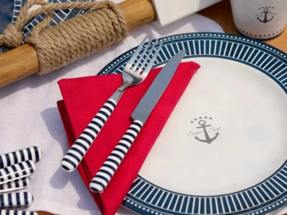MARINE BUSINESS Assiette Plate - Collection Sailor Soul - 6 Pièces