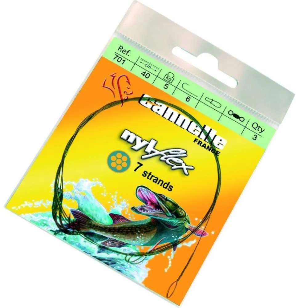 CANNELLE Avançon Nylflex C702R 40 cm Boucle + Hameçon Double Ryder