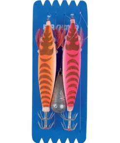 FLASHMER Nos Meilleurs Prix !|Calamarette & Turlutte^Bas de Ligne 2 x calamarettes Seiche/Encornet 90 mm Rose/Orange