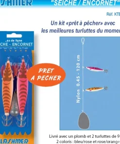 FLASHMER Nos Meilleurs Prix !|Calamarette & Turlutte^Bas de Ligne 2 x calamarettes Seiche/Encornet 90 mm Rose/Orange