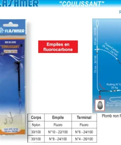 FLASHMER Bas De Lignes Surfcasting|Bas De Ligne Carnassiers^Bas de ligne Coulissant 2 Hameçons