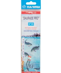 FLASHMER Bas De Lignes Surfcasting|Bas De Ligne Carnassiers^Bas de Ligne Daurade Pro Fluorocarbone 2 Hameçons N° 1/0