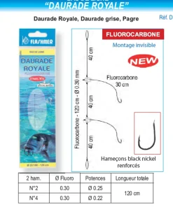 FLASHMER Bas De Lignes Surfcasting|Bas De Ligne Carnassiers^Bas de Ligne Daurade Royale 2 Hameçons