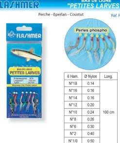 FLASHMER Leurres|Tous Les Produits^Bas de Ligne Petites Larves 6 Hameçons