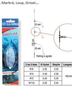 FLASHMER Bas de Ligne Pro-Line 3 Hameçons