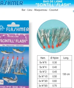FLASHMER Bas de Ligne Scintill Flash 3 Hameçons