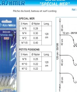 FLASHMER Bas de ligne Special Mer 3 Hameçons