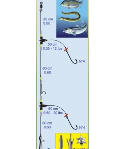 FLASHMER Bas de ligne Surf DL11 - 2 Hameçons N°4