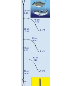 FLASHMER Bas de ligne Surf DL5 - 2 Hameçons N°1/0
