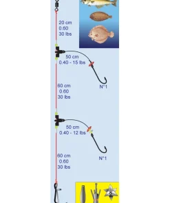 FLASHMER Bas de ligne Surf DL5 - 2 Hameçons N°1/0
