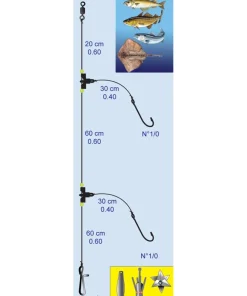 FLASHMER Bas de ligne Surf DL5 - 2 Hameçons N°1/0