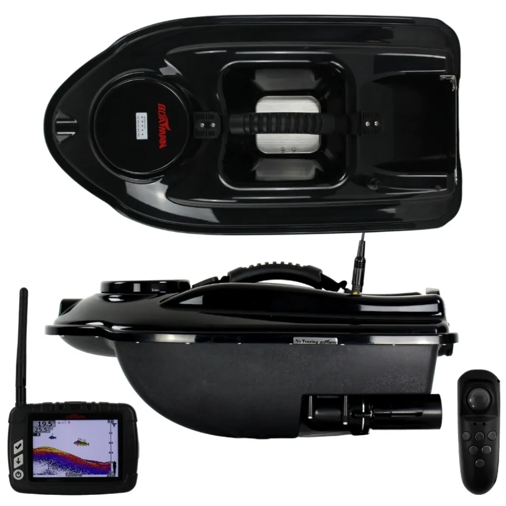 BOATMAN Bateau amorceur Echosondeur Actor Boat - 10ah Noir Sonar