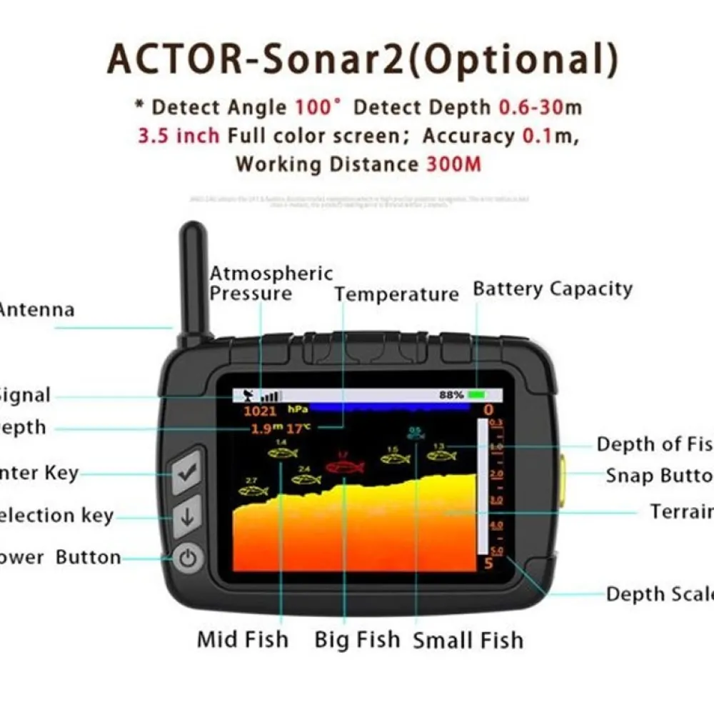 BOATMAN Bateau amorceur Echosondeur Actor Boat - 10ah Noir Sonar