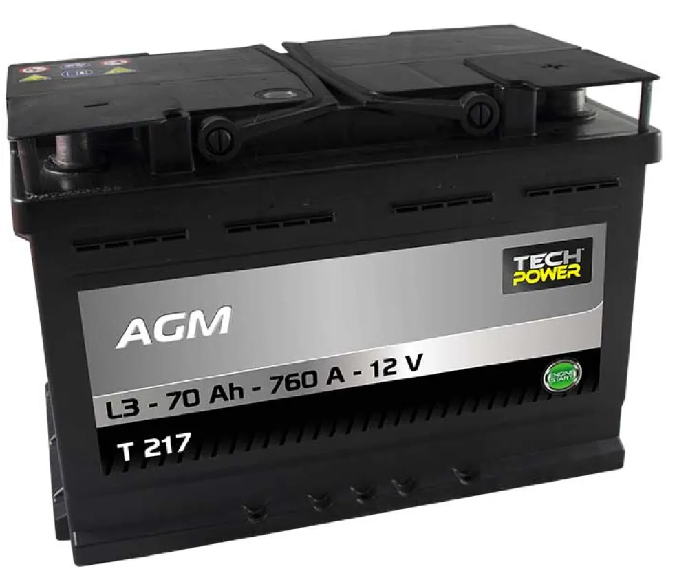 TECH POWER Batterie 12V 70Ah AGM Start & Stop