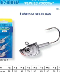 FLASHMER Têtes Plombées^Blister de 3 Têtes Peintes Poisson