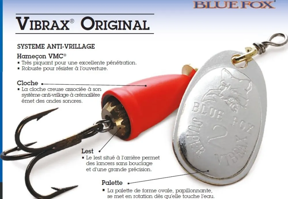 BLUE FOX Leurres Truite|Leurres Carnassier^Cuiller Vibrax Original N° 0