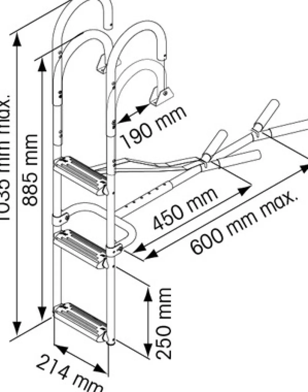 PLASTIMO Echelle bateau 3 échelons pour étrave