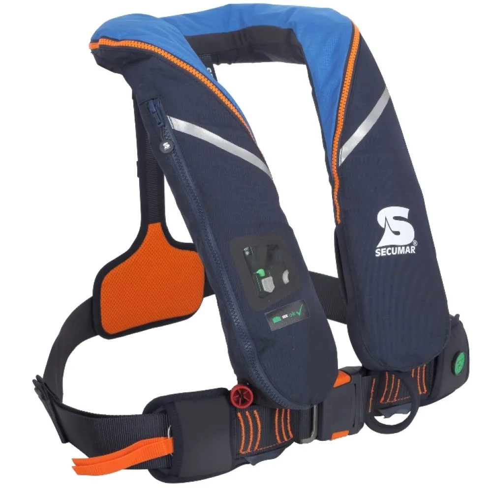 SECUMAR Gilet de sauvetage Automatique Survival 220N Bleu clair + harnais| Gilet De Sauvetage