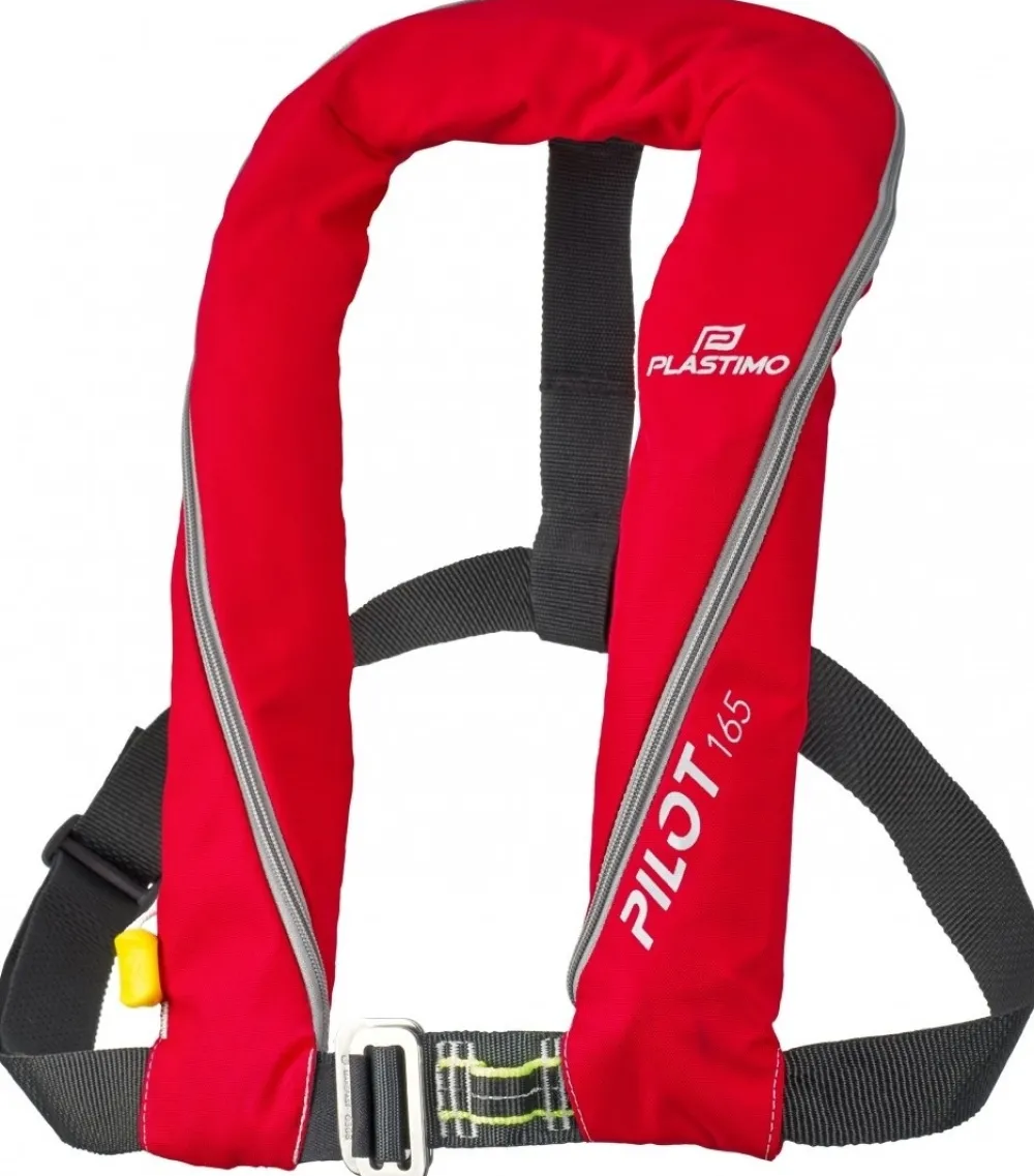 PLASTIMO Gilet gonflable Pilot 165N Manuel Rouge + Harnais