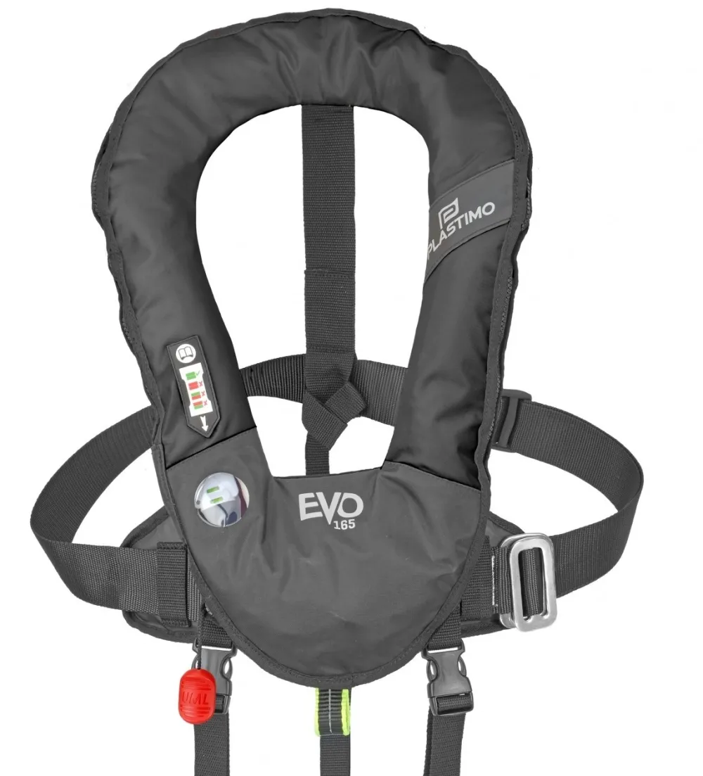 PLASTIMO Gilet gonflable Evo 165N hydrostatique hammar noir + harnais| Gilet De Sauvetage