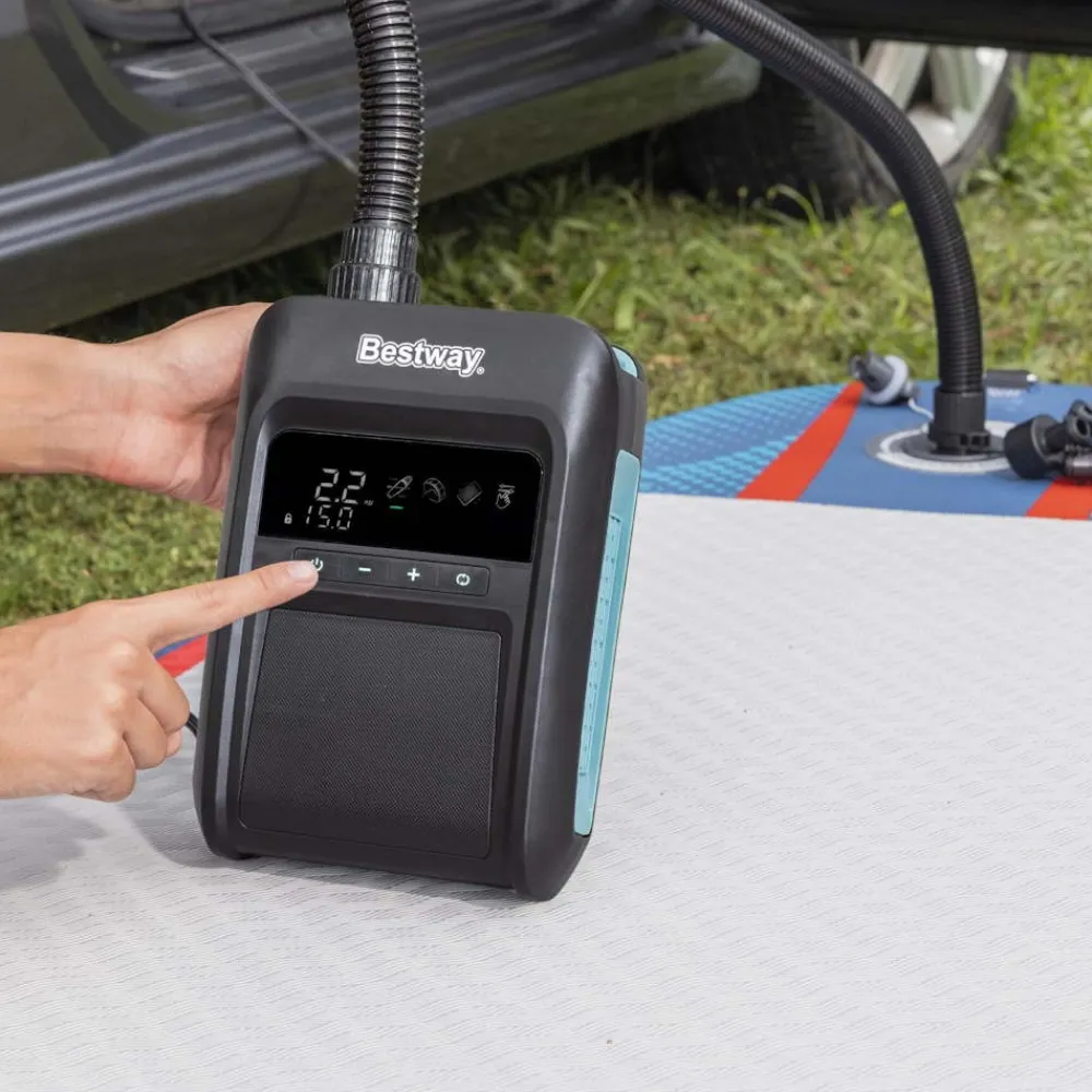 BESTWAY Gonfleur Bateau Pneumatique|Gonfleur^Gonfleur électrique PowerGrip Air Pump 12V prise allume cigare 20 PSI