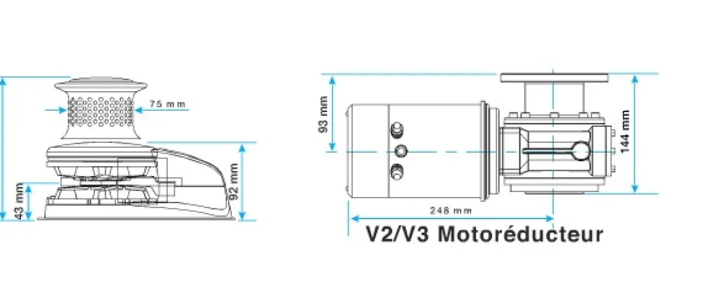 LEWMAR Guindeau Vertical V2 12V - 700W avec poupée