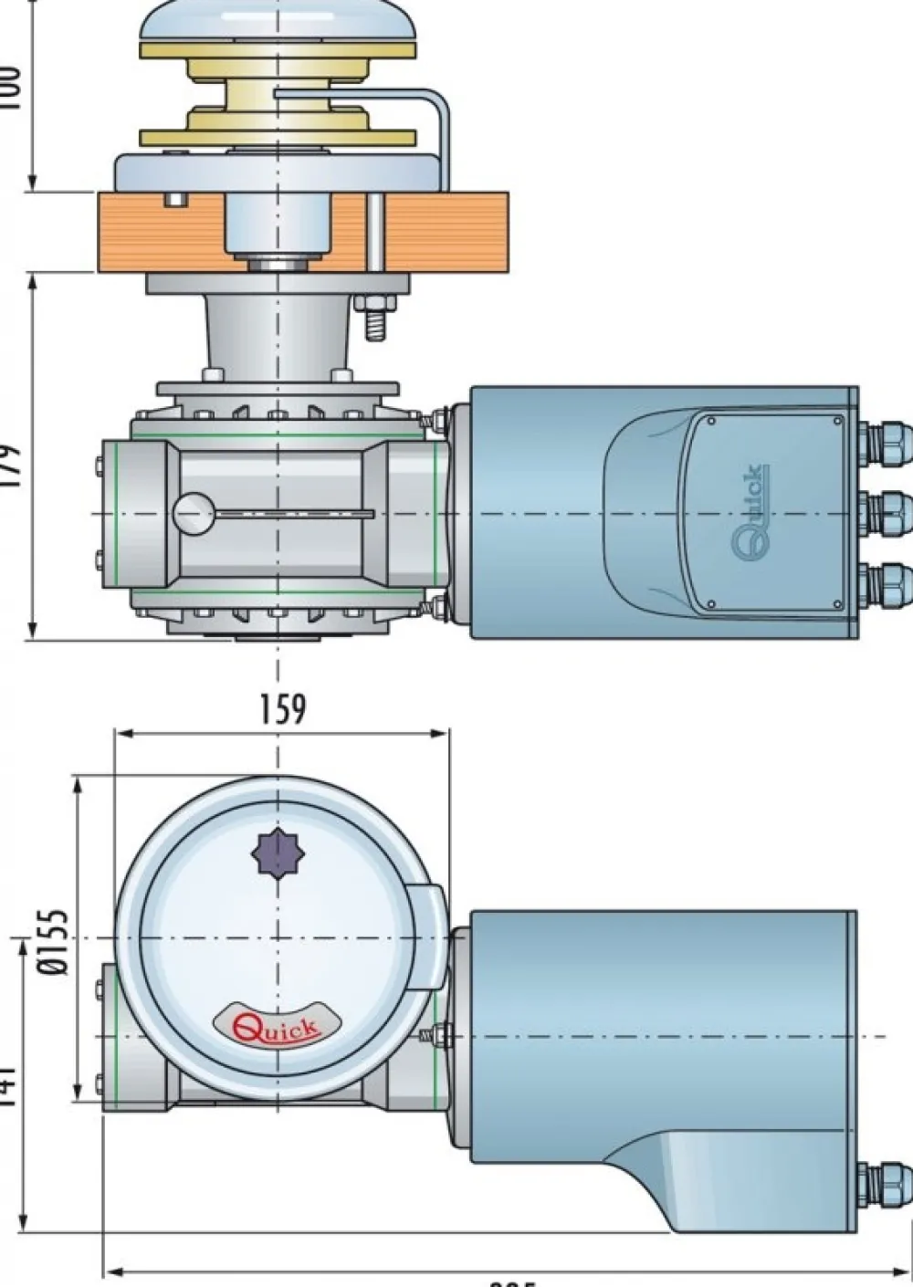 QUICK MARINE Guindeaux^Guindeau Quick vertical Rider 12V 1400W sans poupée