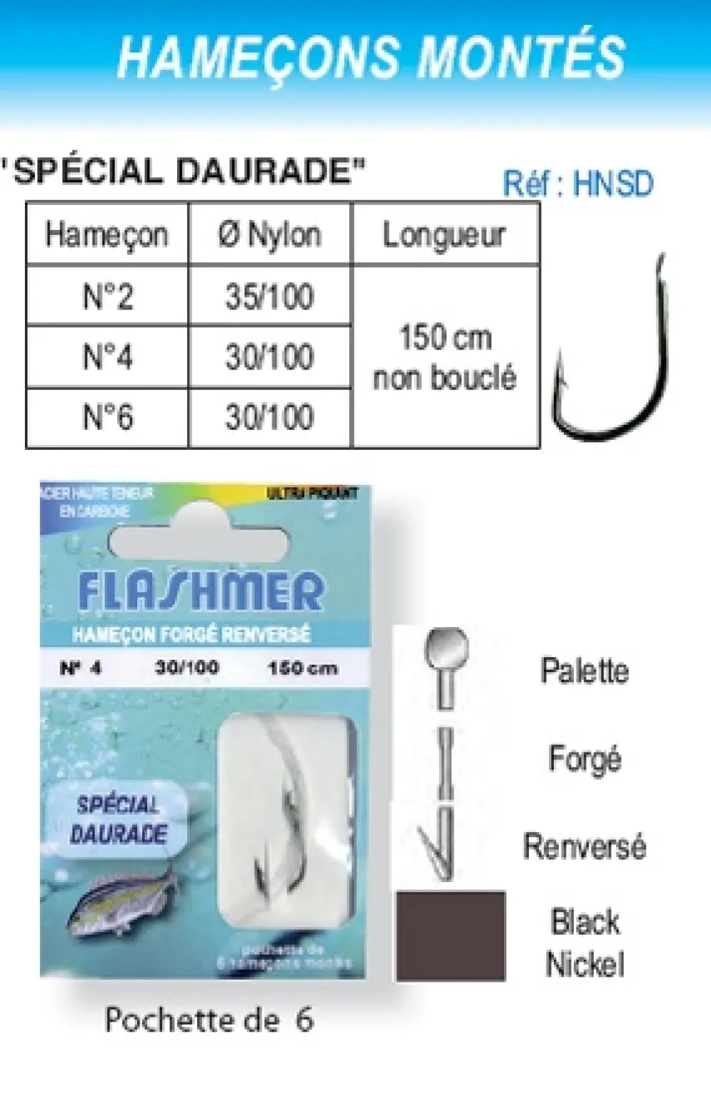 FLASHMER Hameçons Surfcasting|Hameçons Carnassier^Hameçons Montés Special Daurade X 6