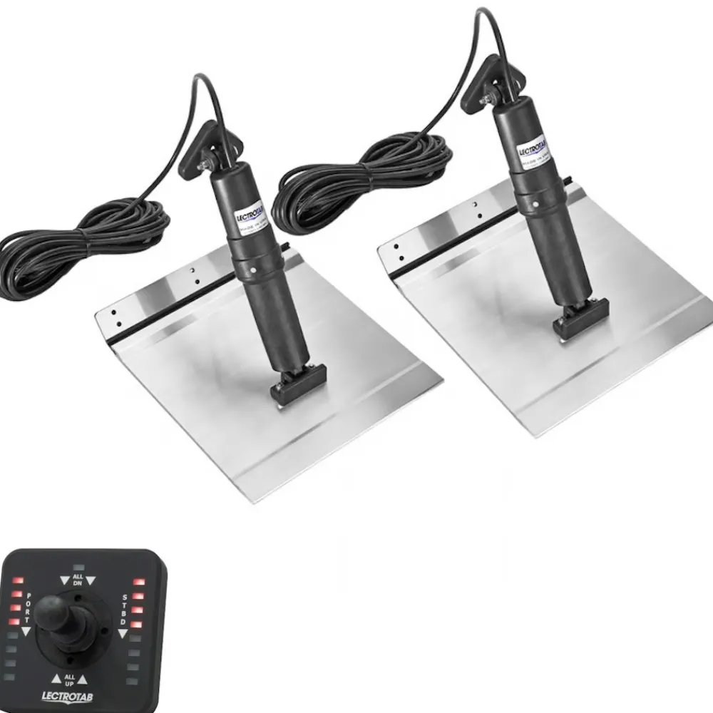 LECTROTAB Flaps^Kit flaps Lectrolab 305X305 mm pelles aluminium avec commutateur Joystick LED 12V