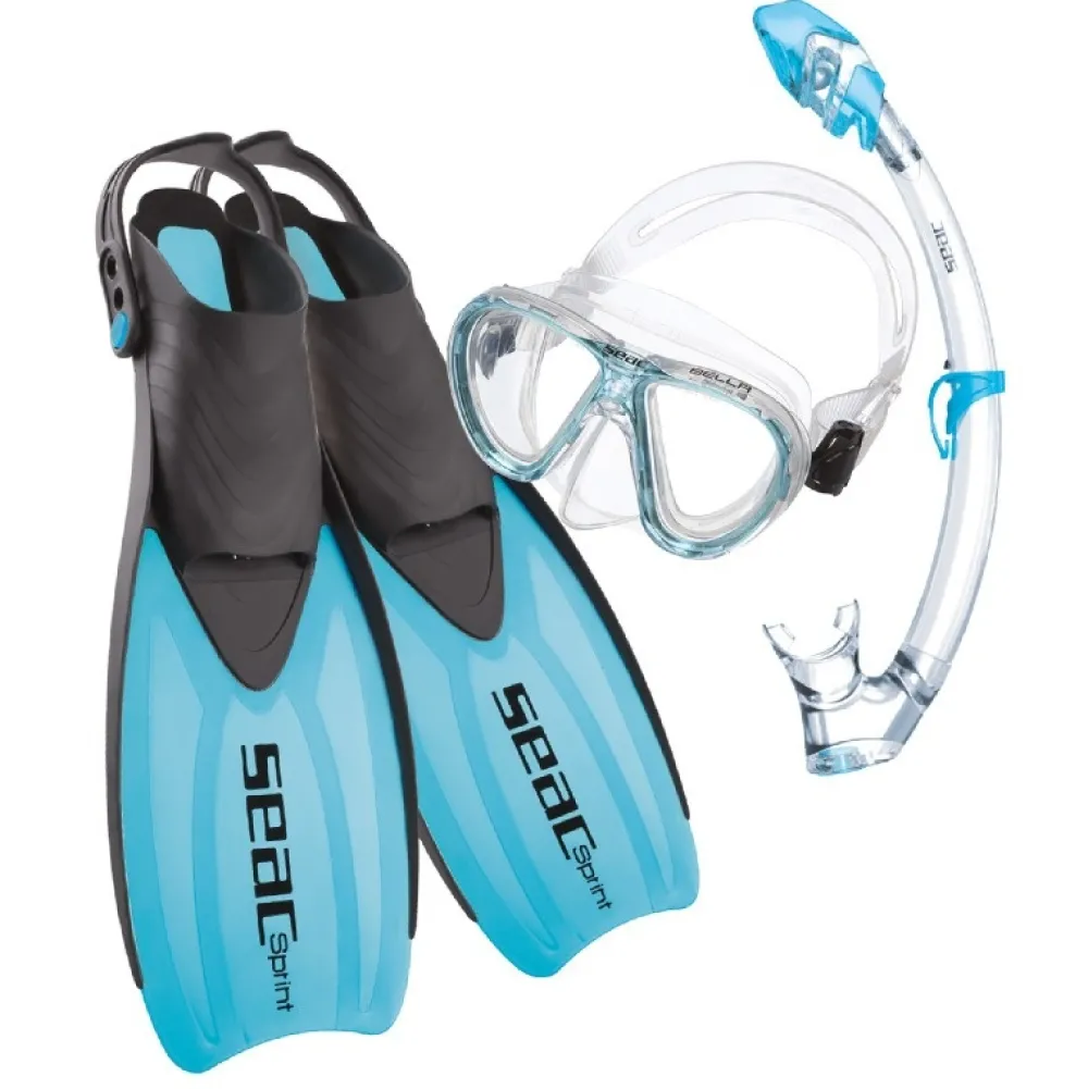 SEAC SUB Kits Palmes, Masques, Tubas^Kit snorkeling Palmes Masque Tuba Silicone Sprint Purge