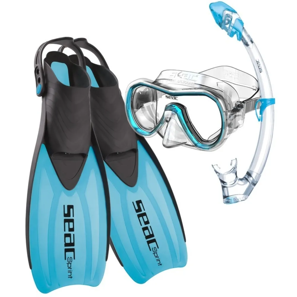 SEAC SUB Kits Palmes, Masques, Tubas^Kit snorkeling Palmes Masque Tuba Silicone Sprint Purge