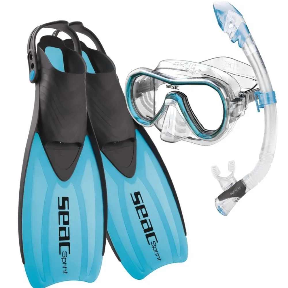 SEAC SUB Kits Palmes, Masques, Tubas^Kit snorkeling Palmes Masque Tuba Silicone Sprint Purge