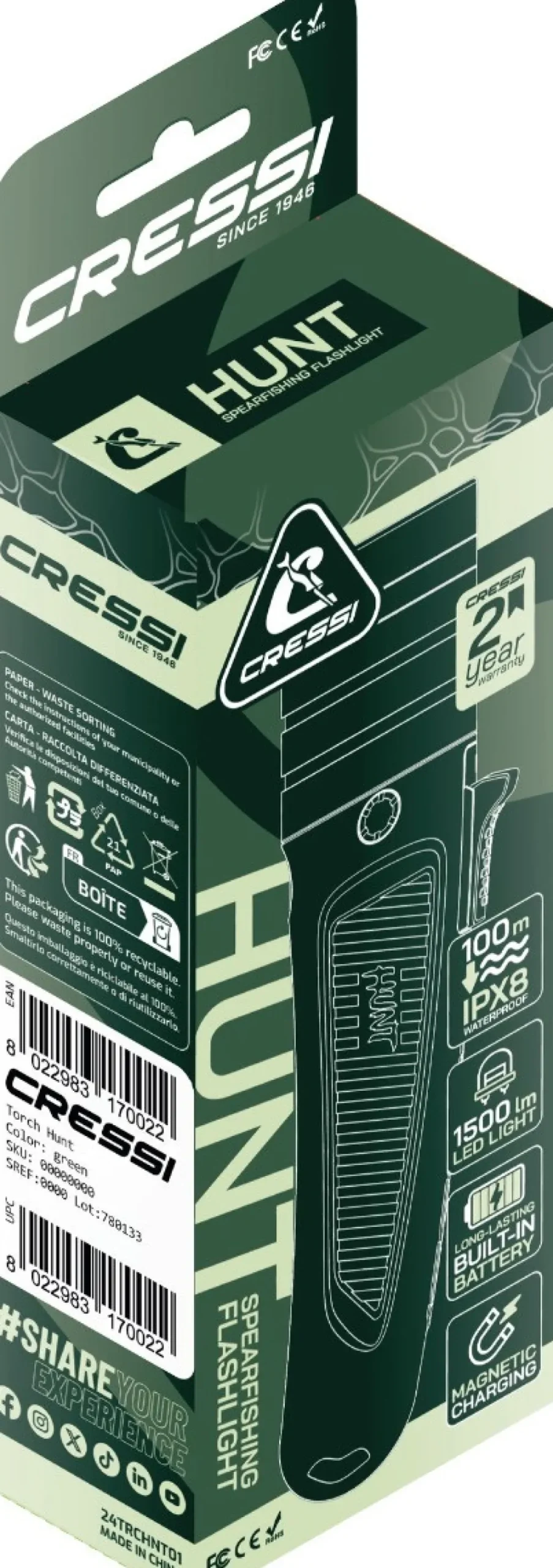 CRESSI-SUB Lampe de plongée Cressi Hunt 1600 Noir