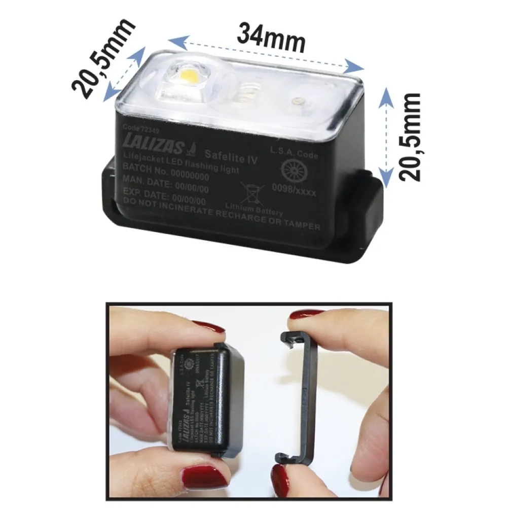 LALIZAS Lampe flash Safelite IV pour gilet et brassière de sauvetage