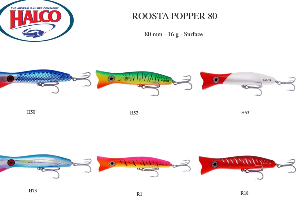 HALCO Poppers|Tous Les Produits^Leurre de Surface Roosta Popper 80