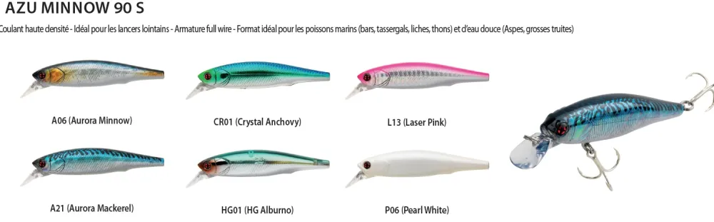 SAKURA Leurre Azu Minnow Coulant 90 mm 28 gr
