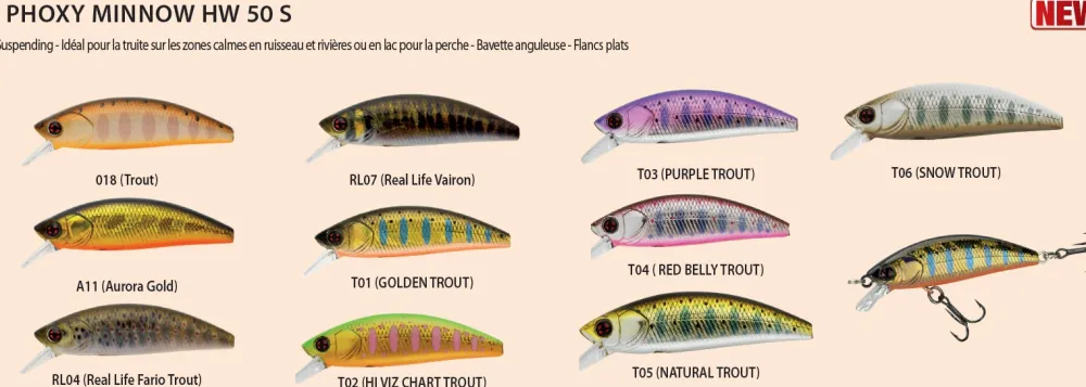 SAKURA Leurre Phoxy Minnow HW Coulant 50 mm 4,5 gr