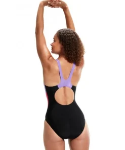 Femme SPEEDO Maillot de bain Colourblock Splice Muscleback Black/Miami Lilac/Rasberry Fill