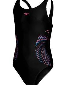 Femme SPEEDO Maillot de bain Plastisol Placement Muscleback Black/Rose Violet/Bondi Blue