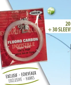 POWERLINE Nylon Fluorocarbon Super Hard 20 m echeveau + sleeves