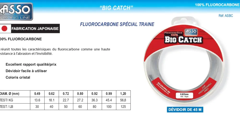 ASSO Fils De Pêche|Nylons / Tresses^Nylon Fluorocarbone Big Catch 45 m