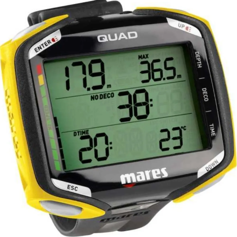 MARES Gestion D'Air^Ordinateur de Plongée Quad Jaune