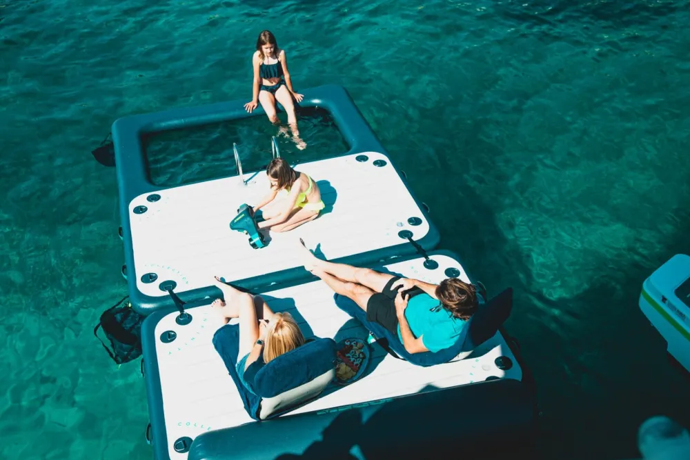 JOBE Plateforme Flottante Gonflable^Pack plateforme gonflable bateau piscine Infinity island small avec gonfleur