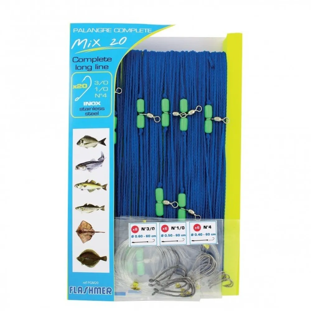 FLASHMER Palangres|Tous Les Produits^Palangre 100 m 20 Hameçons Mix